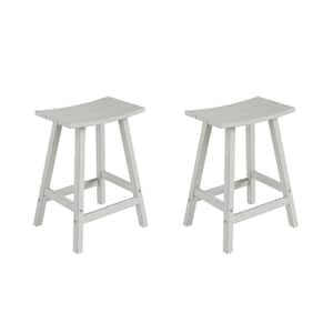 Franklin Sand 24 in. HDPE Plastic Backless Outdoor Patio Bar Stool (Set of 2)