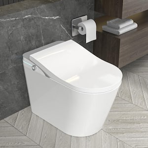 1-Piece 1.28 GPF Auto Single Flush Elongated Bidet Smart Toilet in Glossy White