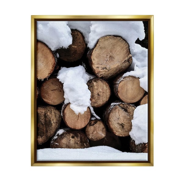 Stupell Industries Winter Snowy Logs by Incado 1-Piece Floater Frame Graphic Print Nature Poster Art Print 21 in. x 17 in.