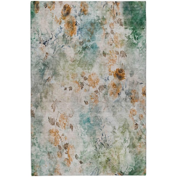 Dream Shag Premium Machine Washable Abstract ADS724 Teal 3 ft. x 5 ft. Area Rug