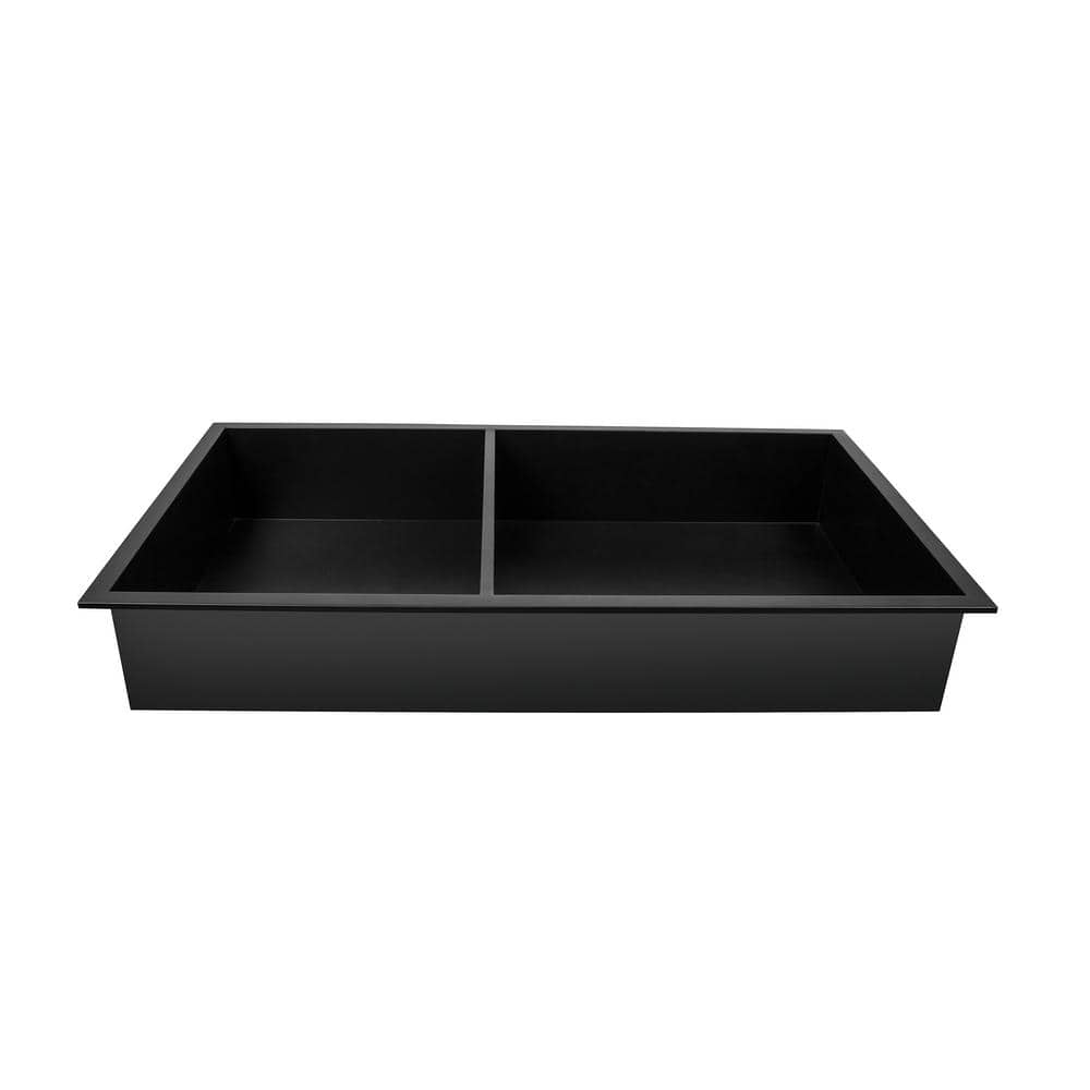 Matte Black Stainless Steel Wall Mount Shower Niche with Double Shelf