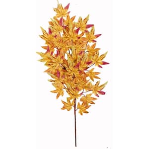 26 in. Japanese Maple Spray with 45 Leaves, Yellow (Set of 6)