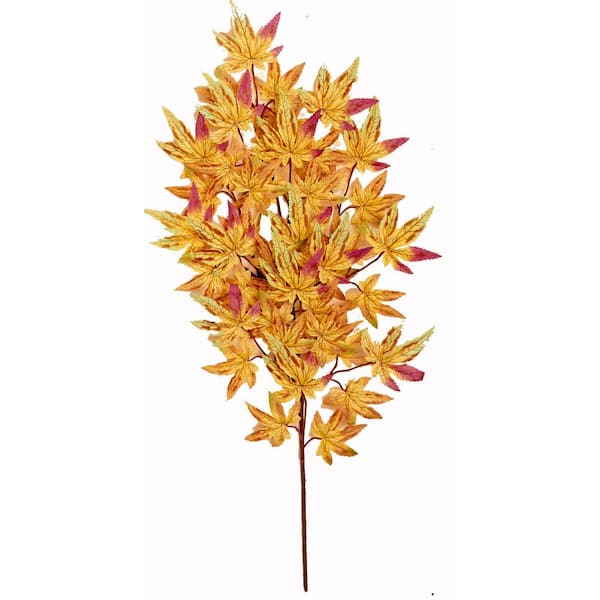 Unbranded 26 in. Japanese Maple Spray with 45 Leaves, Yellow (Set of 6)
