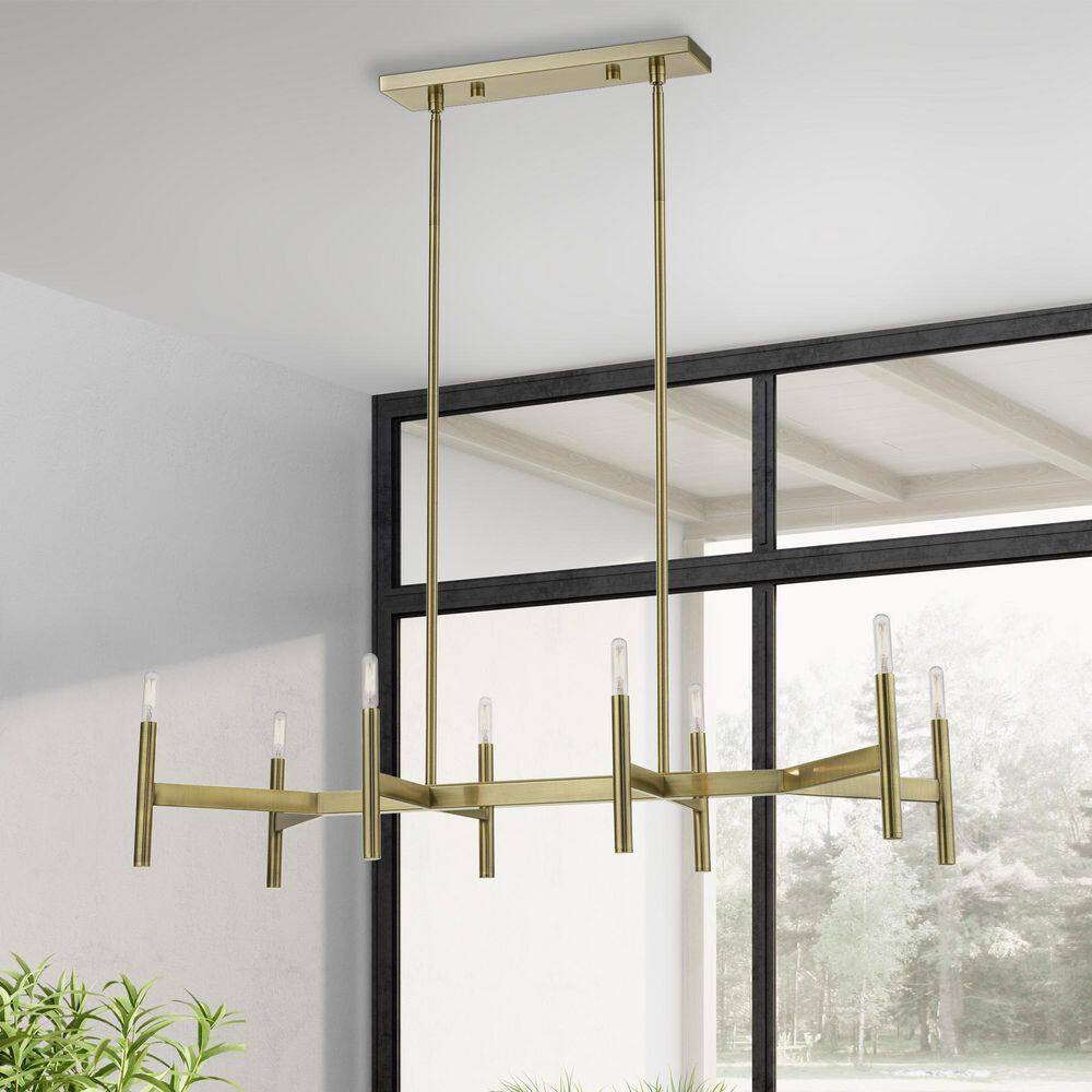 Copenhagen Antique Brass 8-Light Linear Chandelier