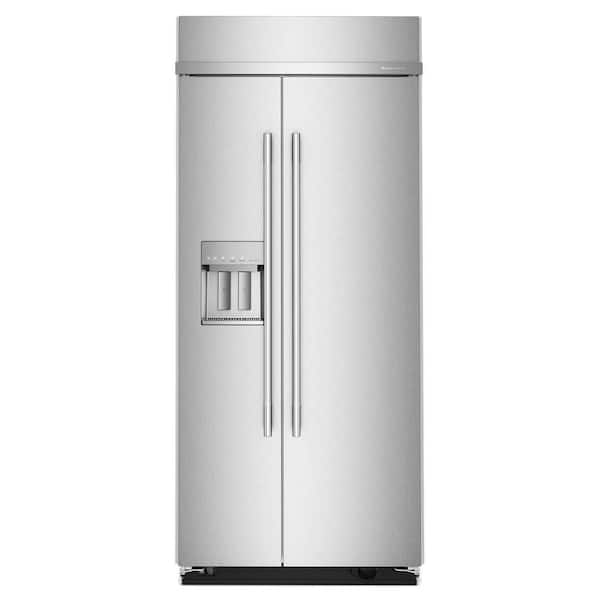 36 in. 20.8 cu.ft. Built-In Side-by-Side Refrigerator in Stainless Steel with PrintShield Finish with Exterior Dispenser