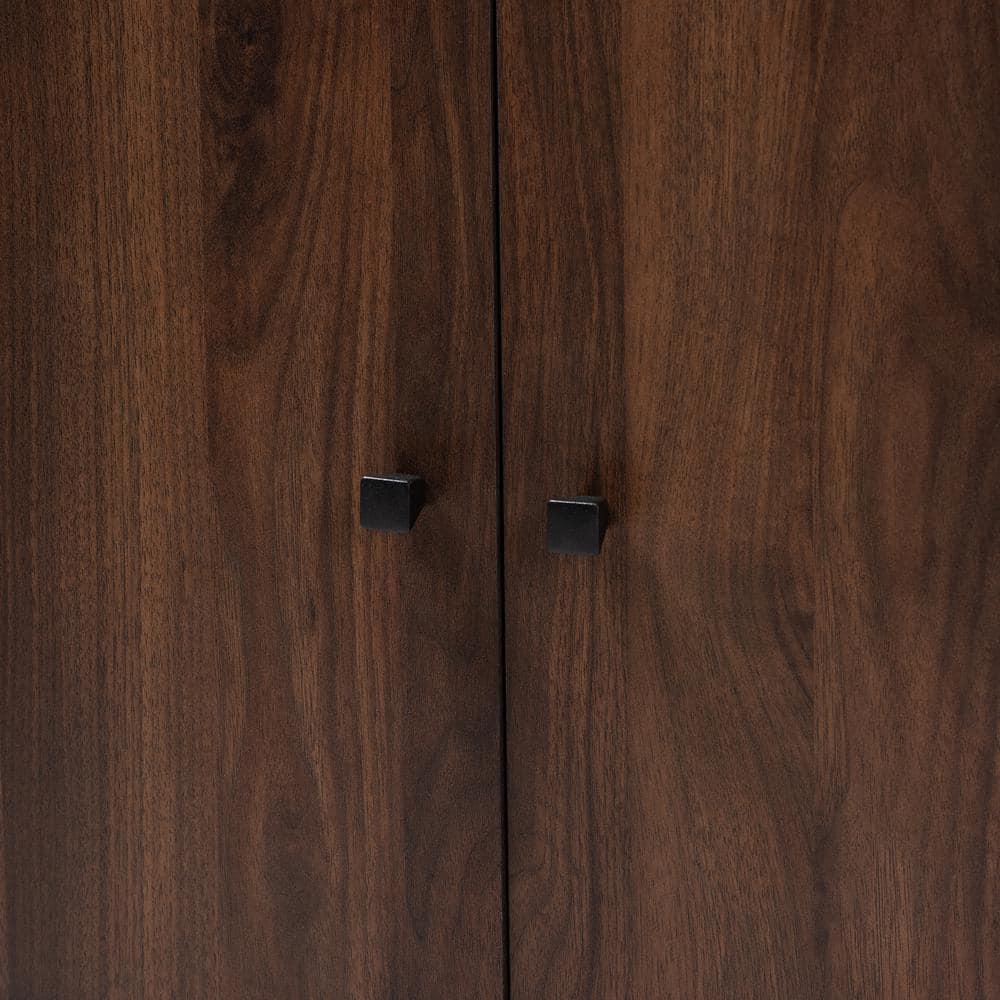 Walnut Brown 2-Door Wood Entryway Shoe Storage Cabinet