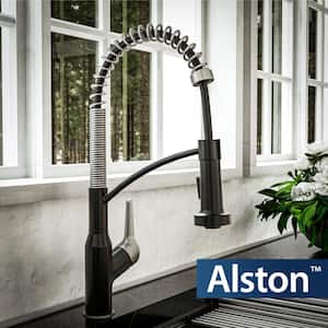 Alston Single Handle Touchless Pull-Down Sprayer Kitchen Faucet in Matte Black and Stainless Steel