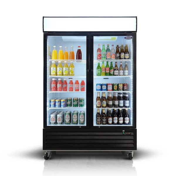 54 in. 44.7 cu. ft. Commercial Upright Merchandiser Refrigerator in Black with Tempered Glass Door and LED Top Panel