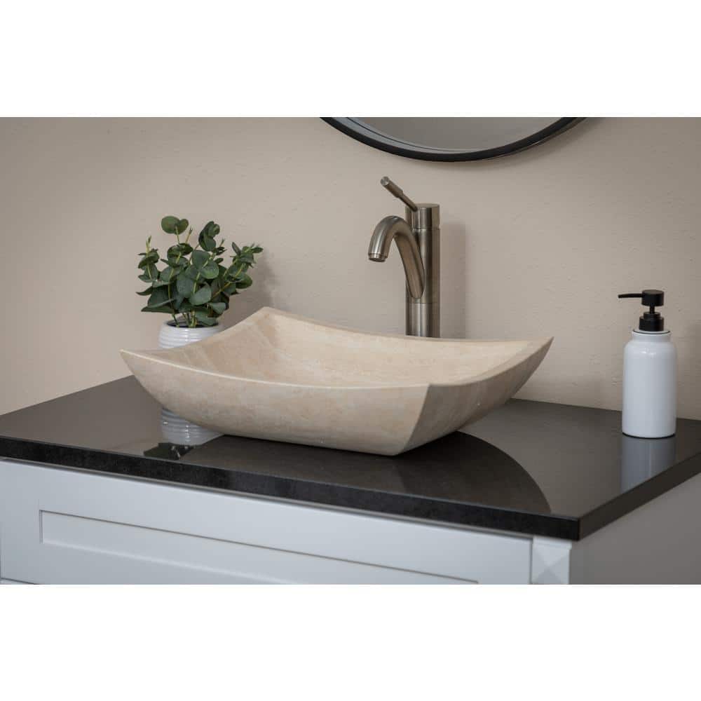 Eden Beige Stone Rectangular Bathroom Sink, 14.75''