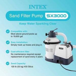 3000 GPH Above Ground Pool 60 sq. ft. Sand Filter Pump with Deluxe Pool Maintenance Kit