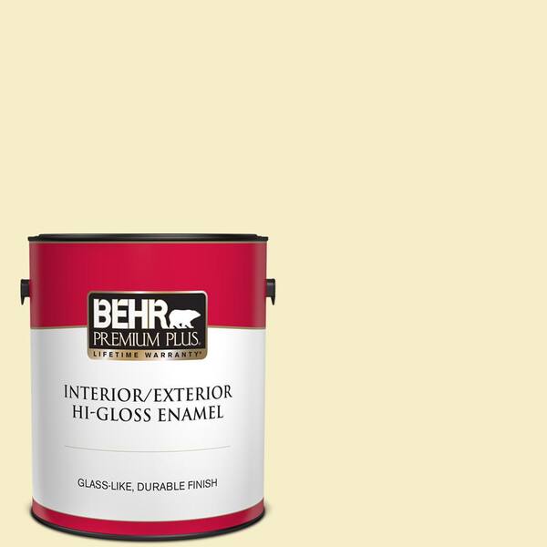 BEHR PREMIUM PLUS 1 gal. #P330-1 Tart Gelato Hi-Gloss Enamel Interior/Exterior Paint