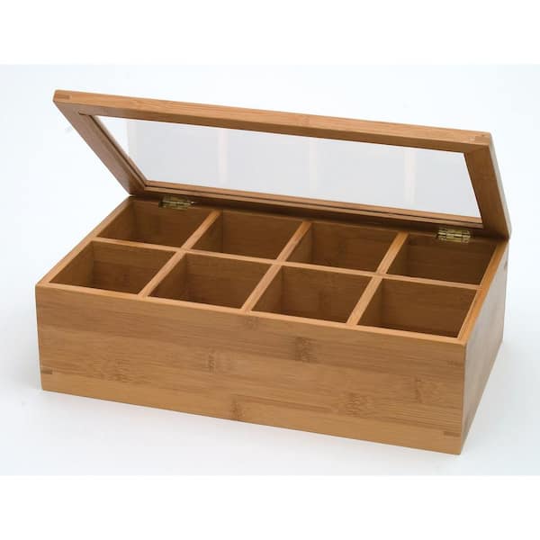 Bamboo 8-Compartment Tea Box with Acrylic Lid