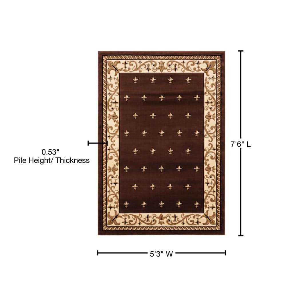 Bristol Brown Synthetic Stain-Resistant Rectangular Area Rug 5' x 8'