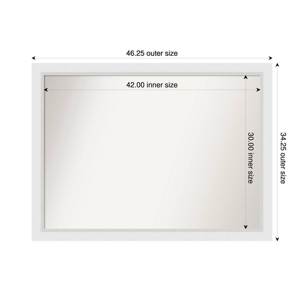 Blanco White 46.25 in. x 34.25 in. Custom Non-Beveled Wood Framed Bathroom 