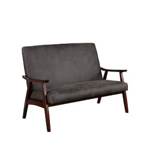 Lometa 47 in. Dark Gray Faux Leather 2-Seat Loveseat with Wood Frame