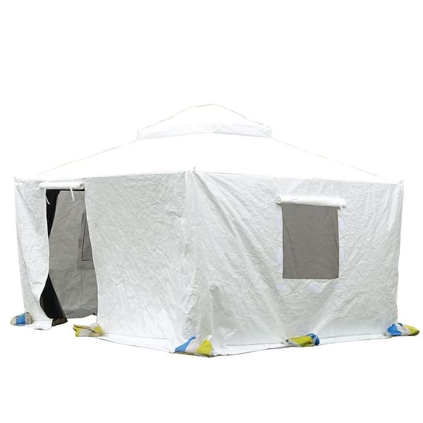 Unbranded 12 ft. x 12 ft. White Gazebo Cover for Hardtop Gazebos with Sidewalls and Mesh Windows