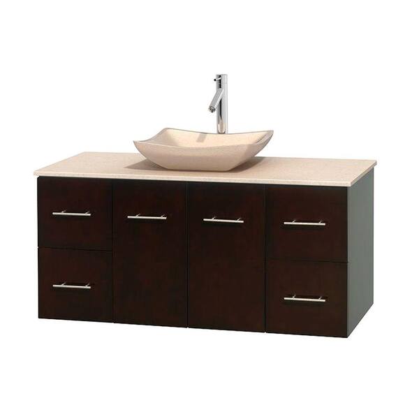 Wyndham Collection Centra 48 in. Vanity in Espresso with Marble Vanity Top in Ivory and Sink