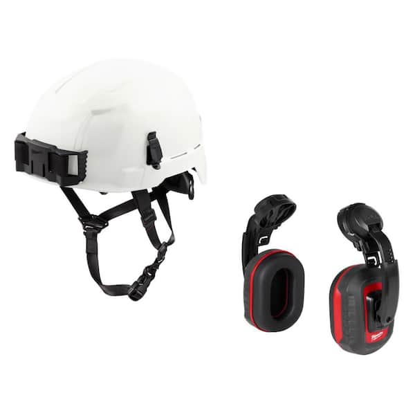 Milwaukee BOLT White Type 2 Class E Non-Vented Safety Helmet W/ BOLT Earmuffs with Noise Reduction Rating of 24 dB