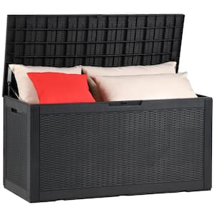 100 Gal. Outdoor Deck Box, Weatherproof Resin Storage Box, Black