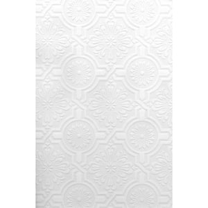 Paintable Nazareth Ornate Tiles White & Off-White Wallpaper Sample