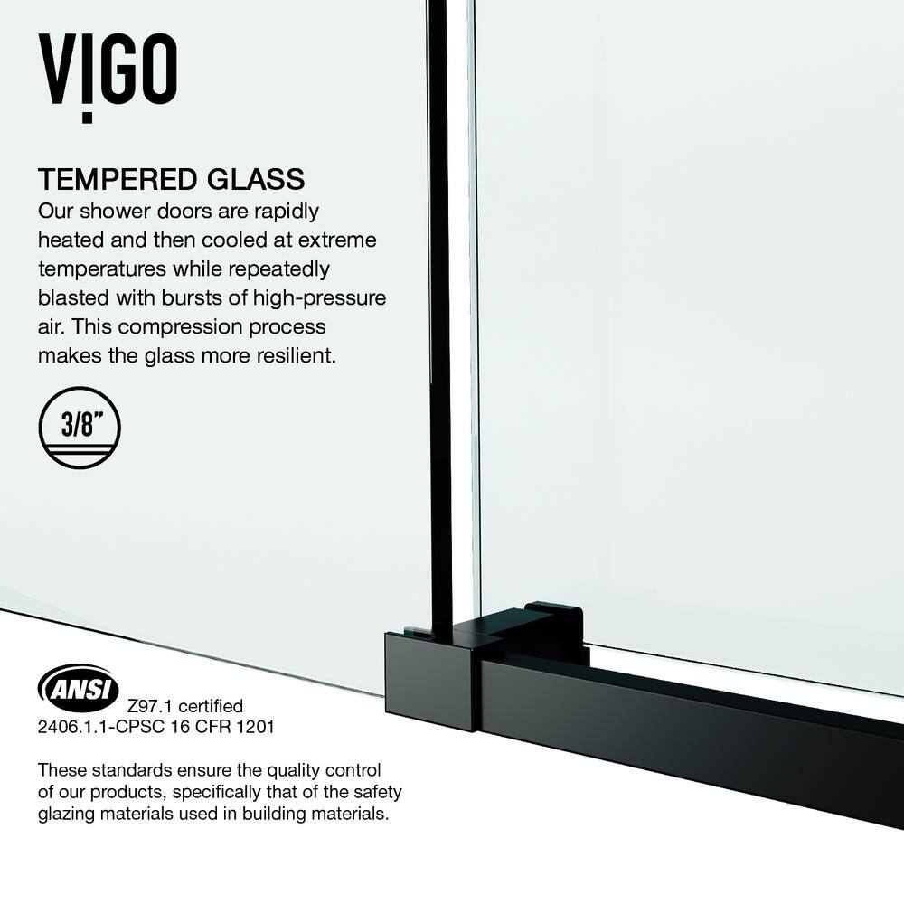 Elan E-Class Matte Black Frameless Sliding Shower Door 52-56" W x 76" H
