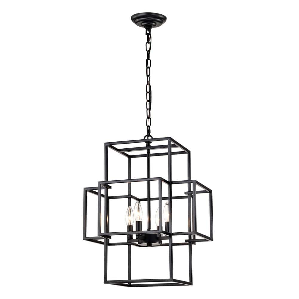 16.53 in. 4-Light Black Modern Farmhouse Pendant Light with Adjustable Chain price history on PriceWatchPro