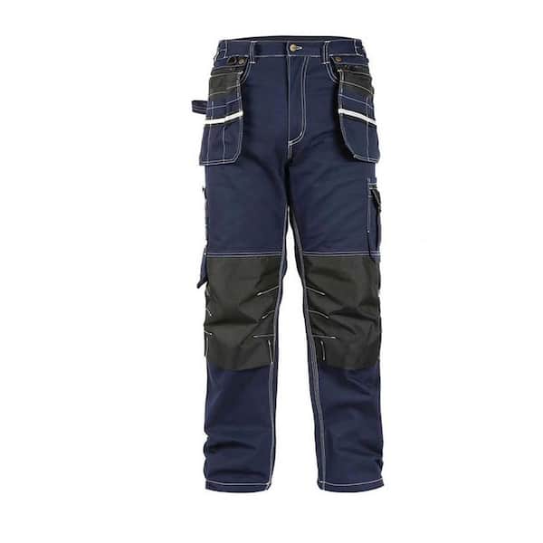 Unisex 32 in. W x 30 in. Blue Cotton Heavy-Duty Work Pants