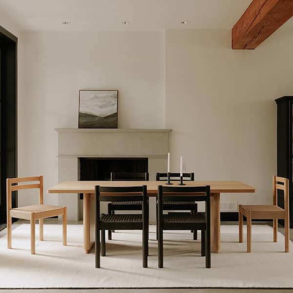 NADAAL STUDIOS Odette Scandinavian Natural Oak Veneer Wood 104 in. Sled Base Rectangle Dining Table with Rubberwood Frame, Seats 8