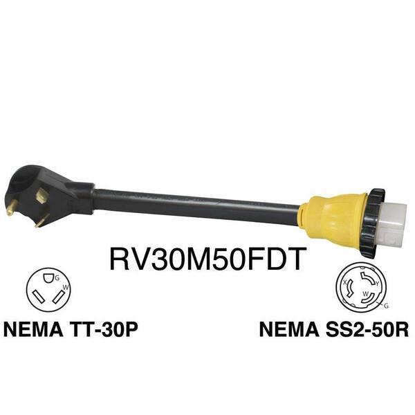 Rodale 1 ft. RV 30 Amp Male to 50 Amp Female with Locking Ring