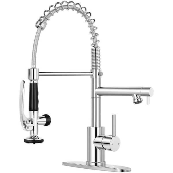 Single Handle 18 in. H Pull Down Sprayer Kitchen Faucet with Advanced Spray in Polished Chrome