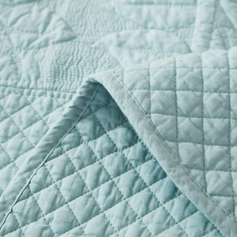 King Green Cotton Quilted Floral Bedding Set