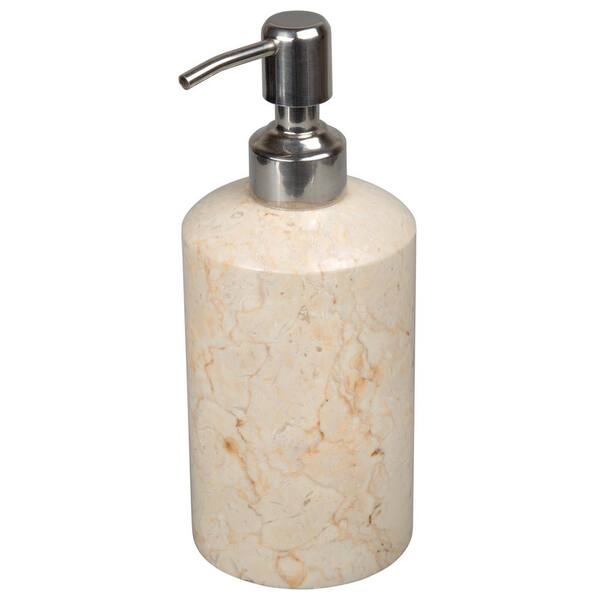 Hand Carved Real Stone Stainless Steel Soap Dispenser 4 piece set complete 