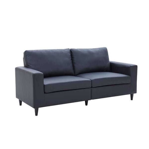 aisword 75.2 in. Black Slope Arm PU Leather Modern Style Straight 3-Seat Sofa