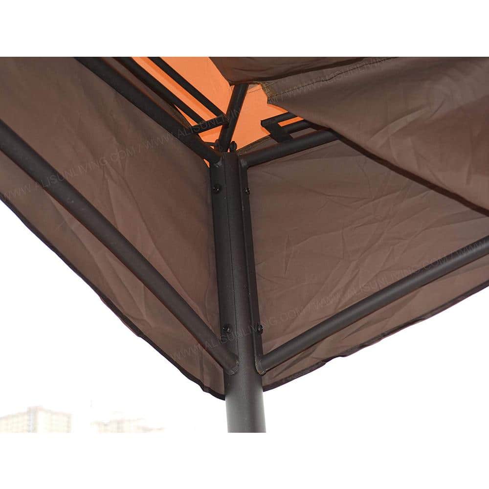 Tan and Brown Polyester Rectangular Gazebo Replacement Canopy