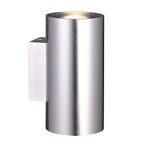 Rotondo Collection 2-Light Brushed Aluminum Outdoor Wall Lantern Sconce