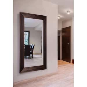 Oversized Rectangle Medium-Brown Wood Classic Mirror (72.25 in. H x 39.25 in. W)