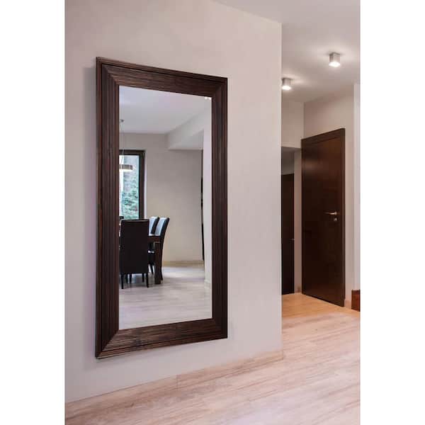Unbranded Oversized Rectangle Medium-Brown Wood Classic Mirror (70.25 in. H x 35.25 in. W)
