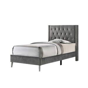 Bergen Gray Twin Tufted Panel Bed
