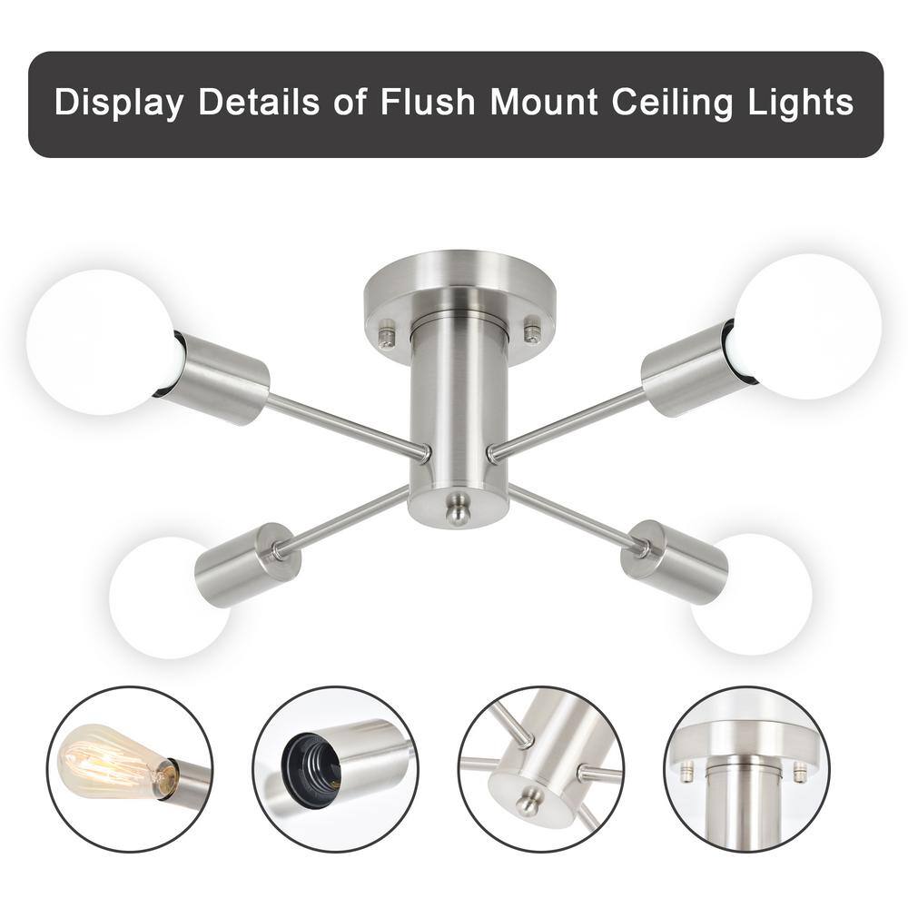 17.5'' Nickel 4-Light Linear Sputnik Ceiling Fixture