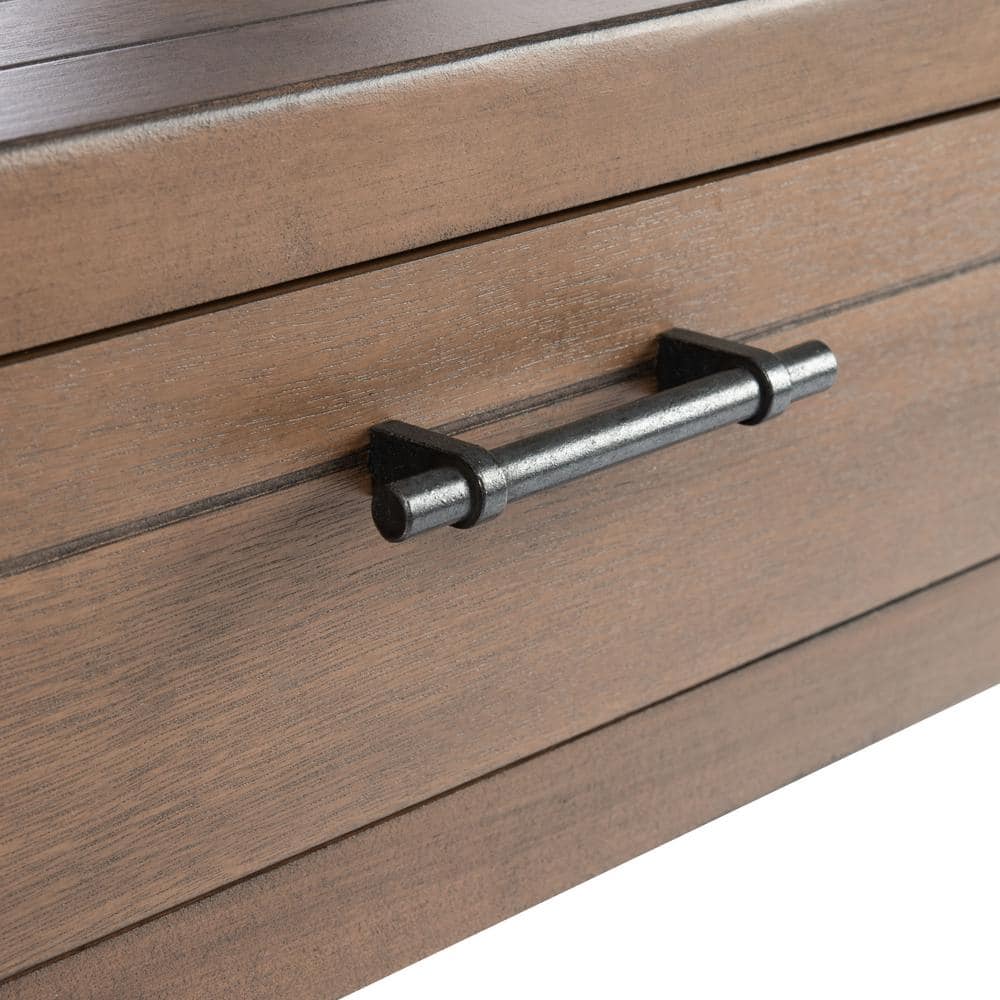 Filbert Brown Wood and Metal Console Table with Storage
