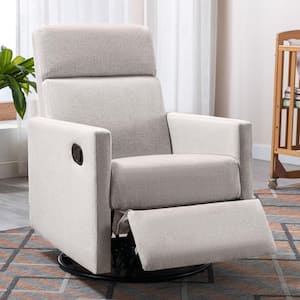 Tan Linen Upholstered Arm Chair/Rocker Nursery Chair Set of 1, Modern Swivel Chair, 3 Positions