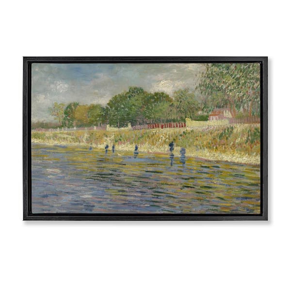 Stupell Industries Classic Van Gogh River Landscape by one1000paintings Black Floater Frame Nature Graphic Art Print 17 in. x 25 in.
