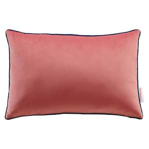 Accentuate Blossom Navy Solid French Piping 12 in. x 18 in. Lumbar Performance Velvet Throw Pillow