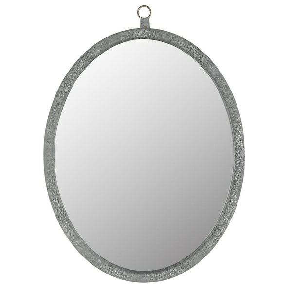tunuo 23.6 in. W x 30 in. H Oval Framed Wall Bathroom Vanity Mirror in Gray
