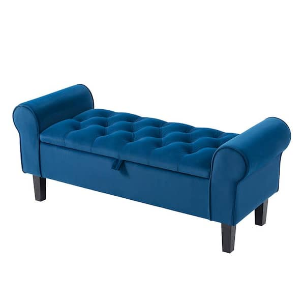 JEAREY 48.43 in. W x 17.72 in. D x 19.29 in. H Navy Tufted Brushed ...