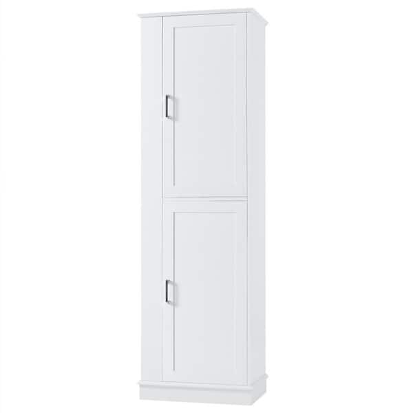 21 in. W x 14 in. D x 68 in. H White Freestanding Linen Cabinet