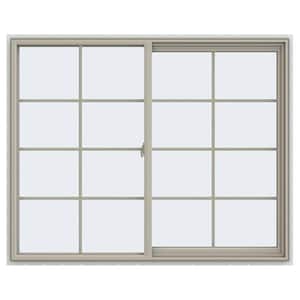 59.5 in. x 47.5 in. V-2500 Series Desert Sand Vinyl Right-Handed Sliding Window with Colonial Grids/Grilles