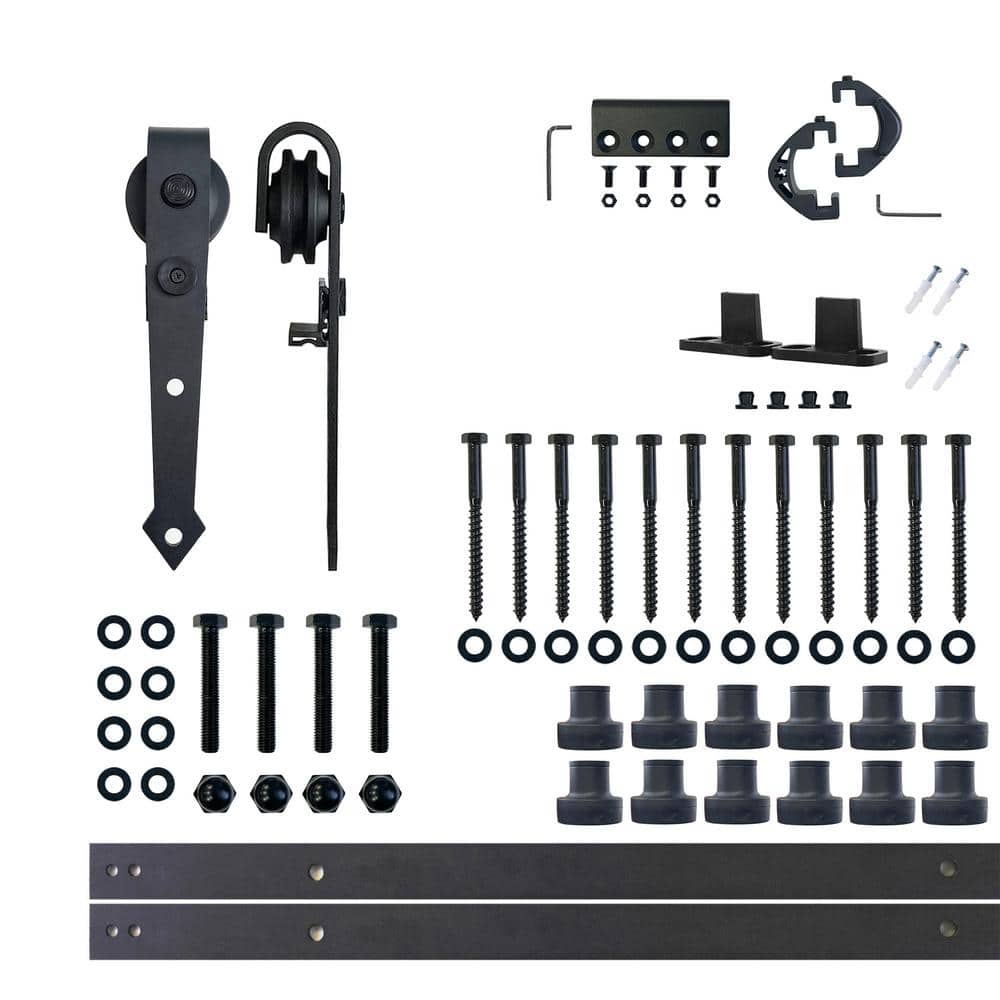 15 ft./180 in. Black Rustic Non-Bypass Sliding Barn Door Hardware Kit Arrow Design Roller for Single Door price history on PriceWatchPro