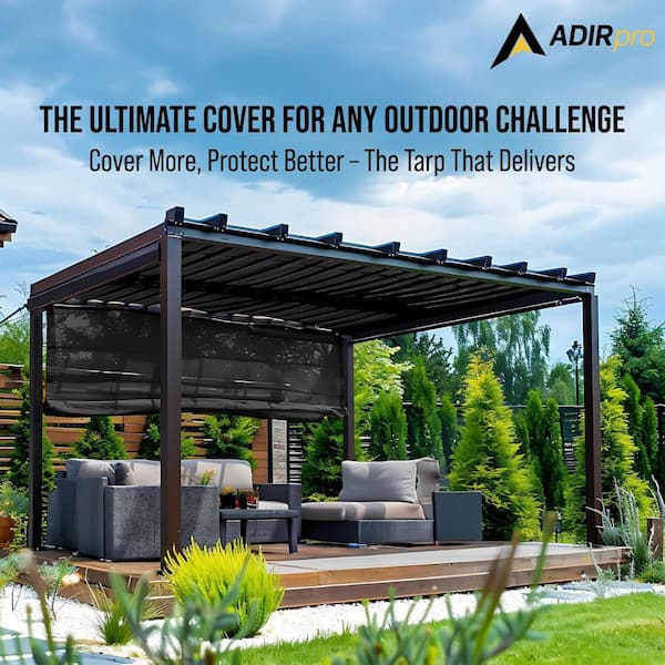 AdirPro UV Resistant Heavy-Duty Black Tarp 10 ft. W x 12 ft. L 771