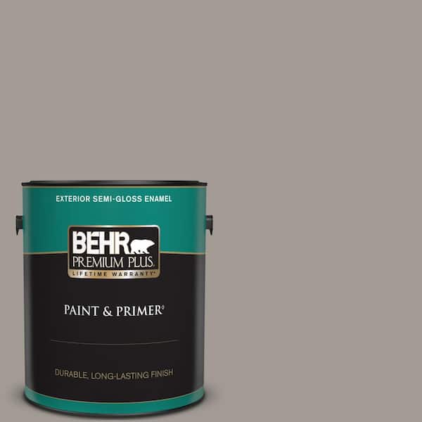 BEHR PREMIUM PLUS 1 gal. #PPU18-15 Fashion Gray Semi-Gloss Enamel Exterior Paint & Primer